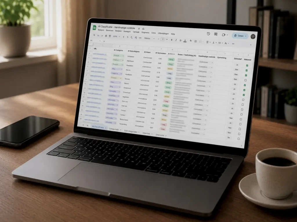 Controle van AI-output in een Google Sheet voor menselijke verificatie voordat acties automatisch worden uitgevoerd