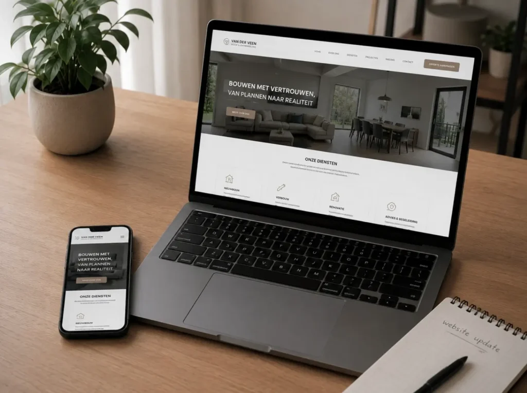 Test van de mobiele weergave van een klantwebsite door een lokale webmaster in Zeeland