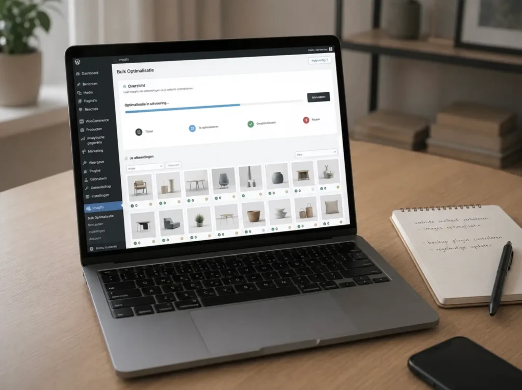 Bulk-compressie van WooCommerce productfoto's via een plug-in in de WordPress admin
