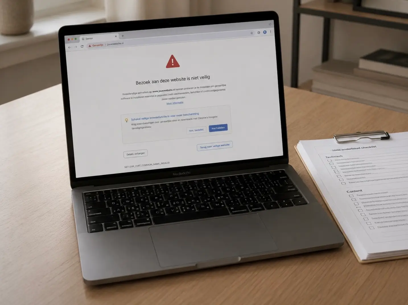 Laptop website met malware