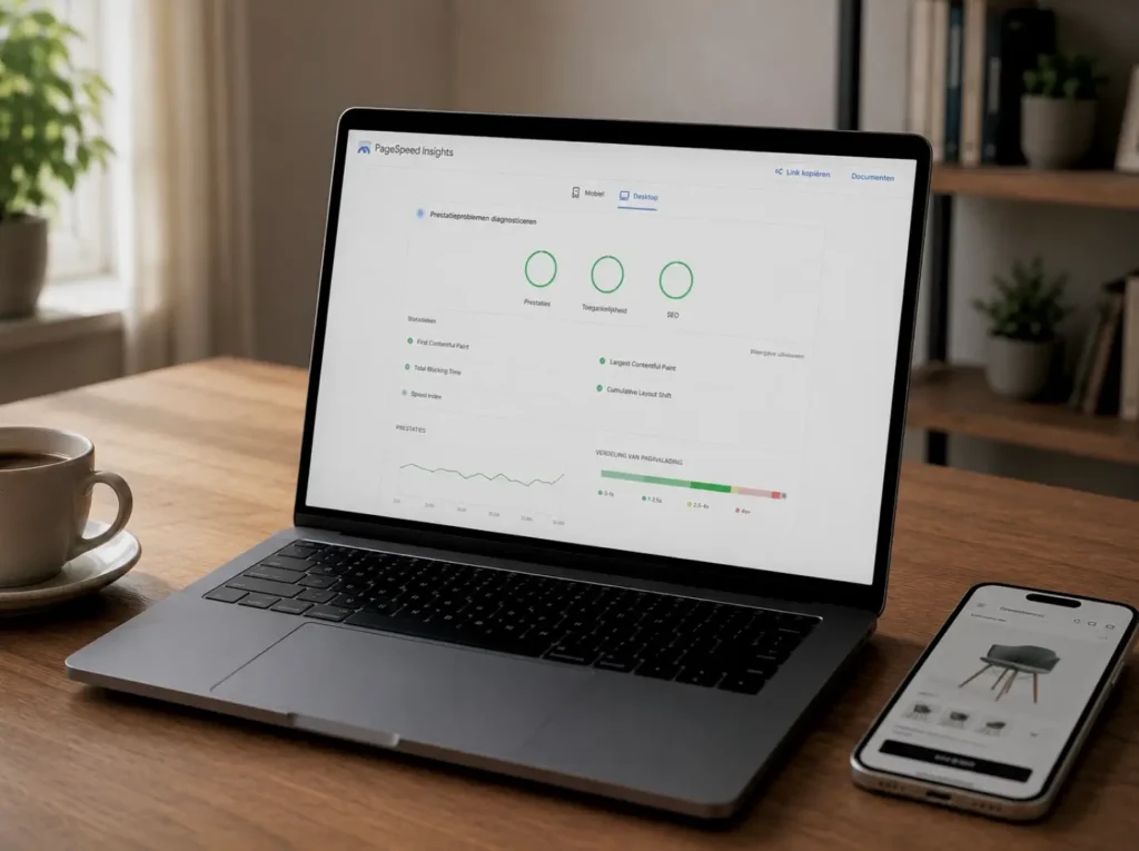 Maandelijkse snelheidsmeting van een WooCommerce webshop in Zeeland via PageSpeed Insights