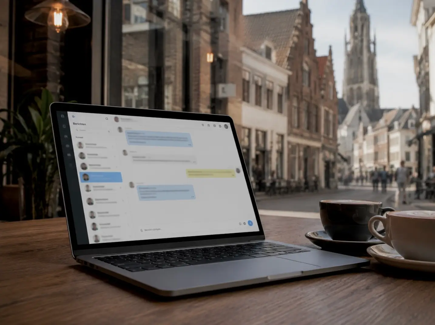 Overleg met een Bredase ondernemer bij een kop koffie in een koffiezaak in de binnenstad