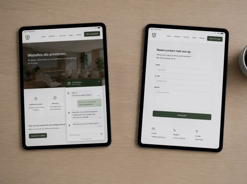 Vergelijking tussen een chatbot en een traditioneel contactformulier voor een MKB-dienstverlener website