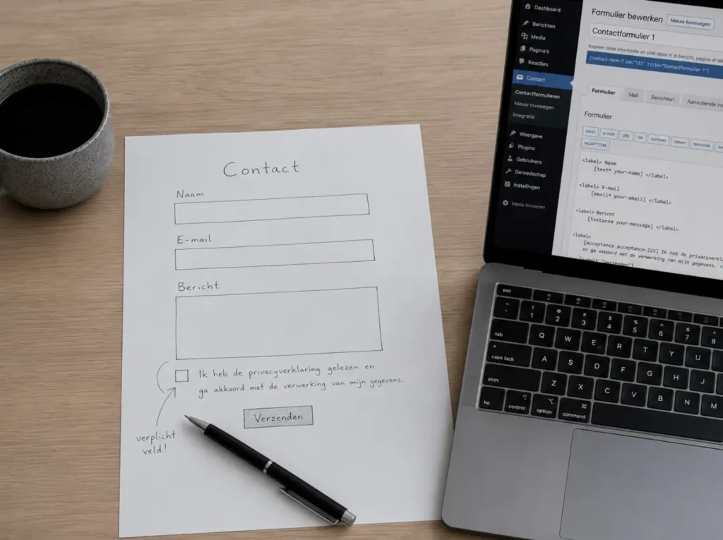 Privacy checkbox in een contactformulier voor expliciete toestemming volgens AVG-eisen