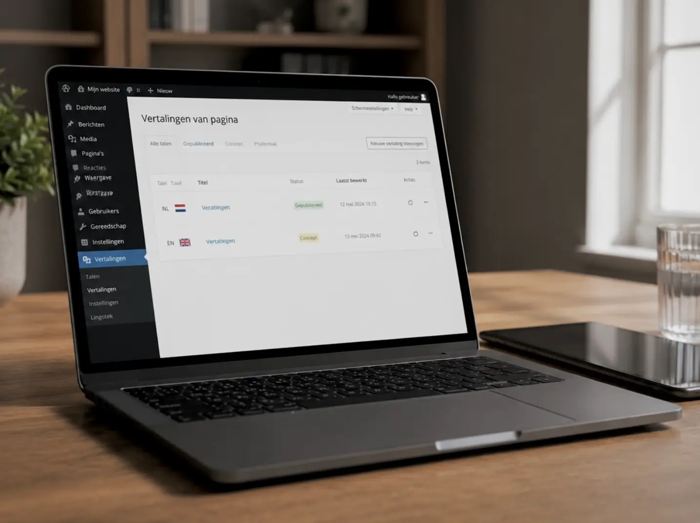 Werkplek voor het onderhoud van meertalige WordPress-sites voor Brainport-MKB in Eindhoven
