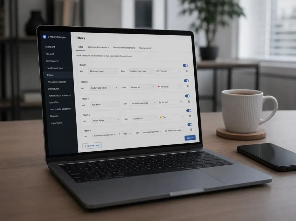 Email-filters instellen in Apple Mail of Outlook met rule-based conditions voor inbox automatisering