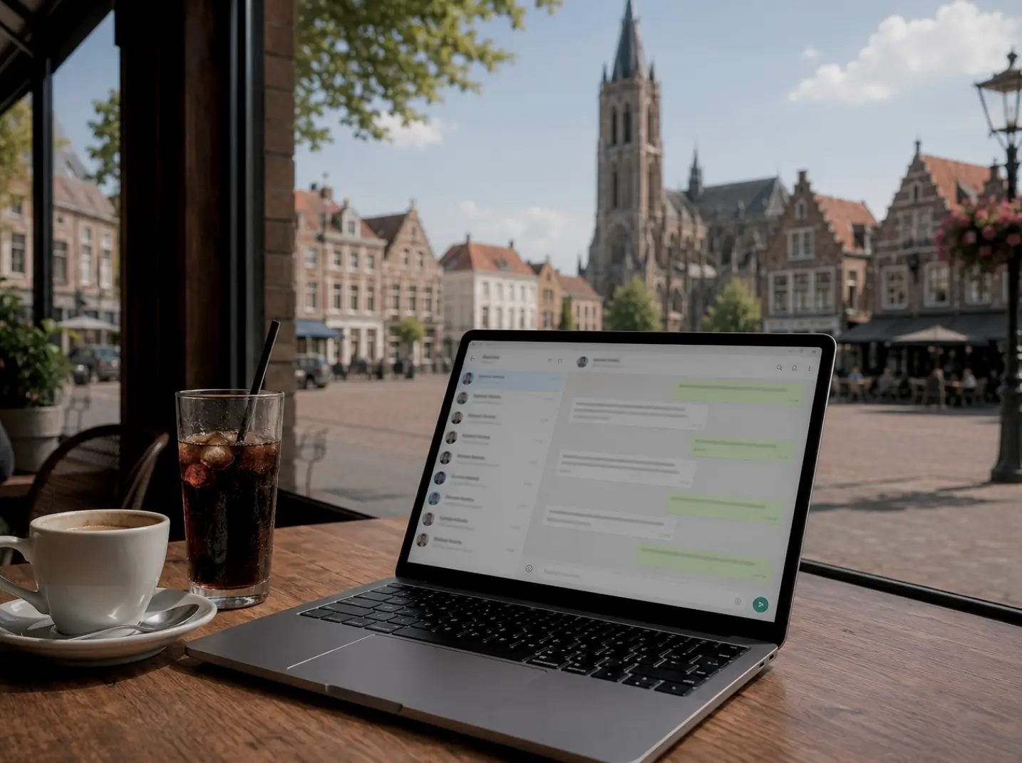 Overleg met een Goese ondernemer bij een kop koffie op de Grote Markt in het centrum