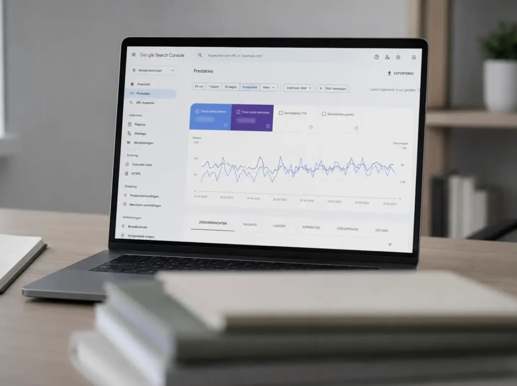 Google Search Console toont de impact van AI-content op de ranking van een WordPress website