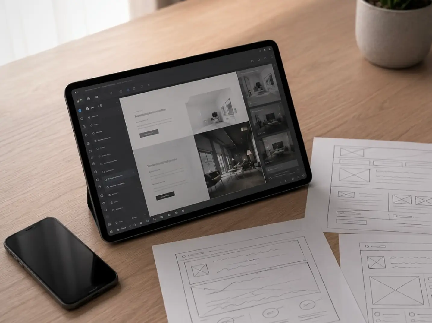 MKB website opgebouwd met ACF Flexible Content blokken en wireframe schetsen