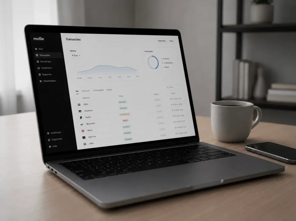 Mollie dashboard met iDEAL transacties voor een WooCommerce webshop