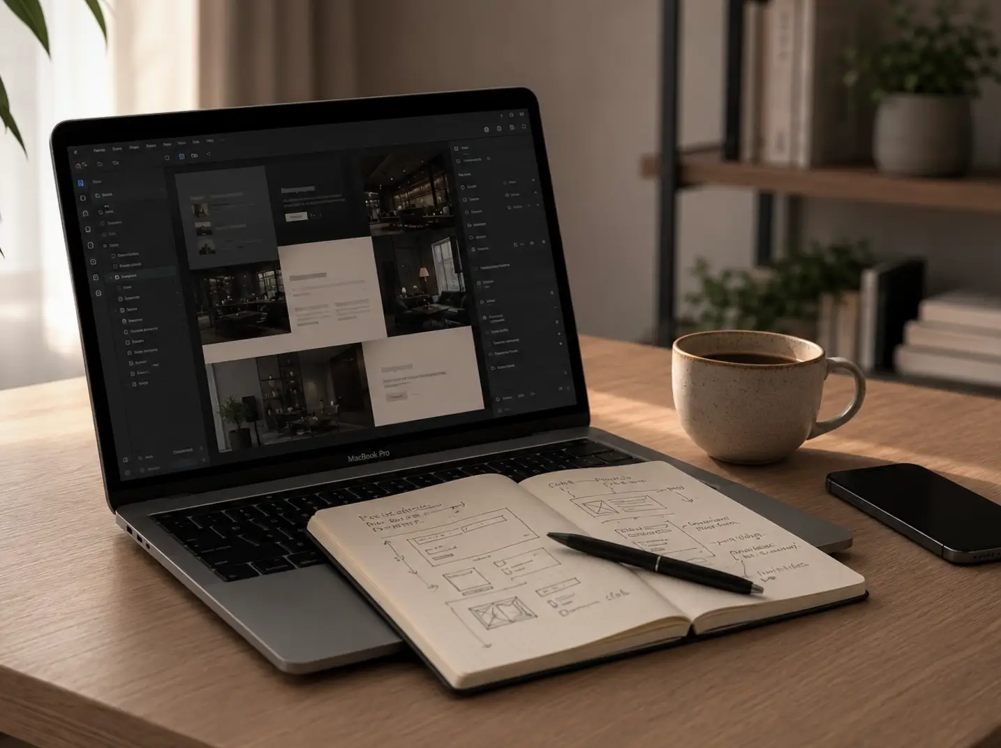 Webmaster werkplek in Terneuzen waar een nieuwe WordPress website wordt gebouwd