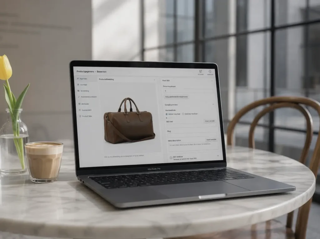 Productpagina SEO voor WooCommerce: product editor met SEO-instellingen open