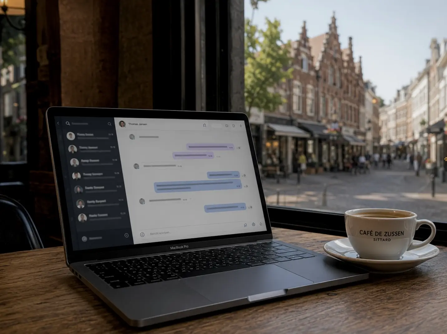 Overleg met een Sittardse ondernemer bij een kop koffie in een koffiezaak in de historische binnenstad