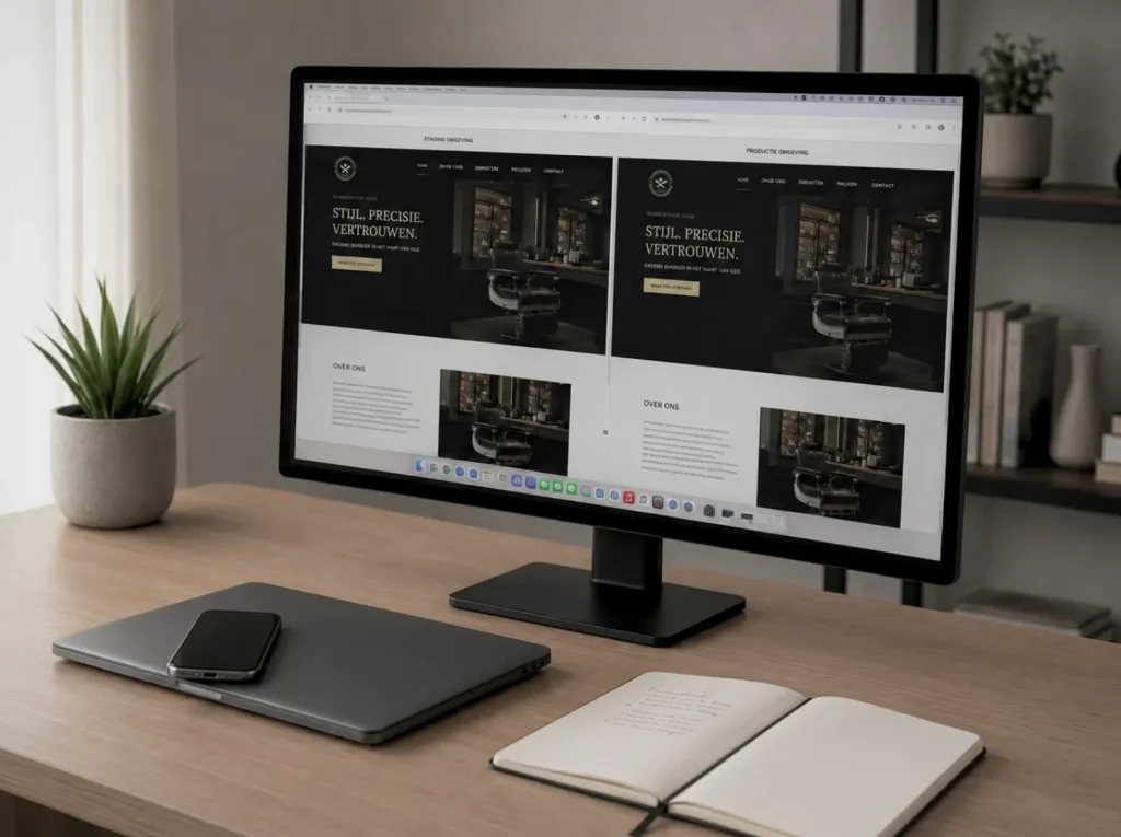 Staging-test van een WordPress plugin update op een veilige kopie van de site voordat deze live gaat
