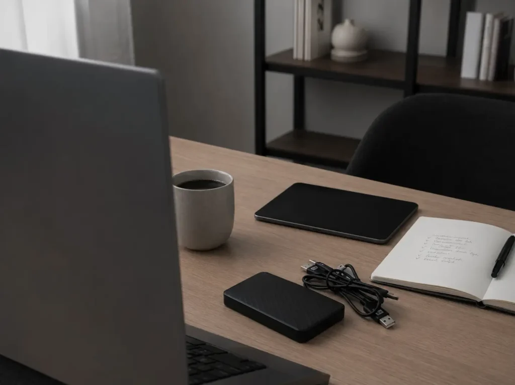 Back-up controle en database opschoning voor een WooCommerce webshop met externe schijf en checklist