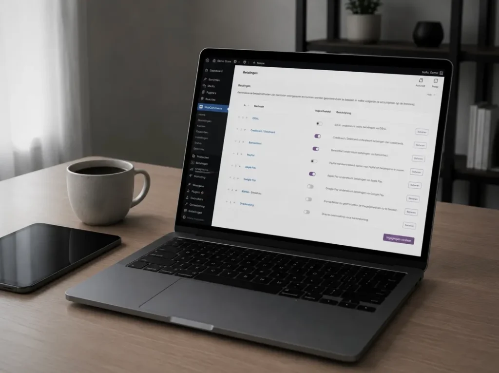 Betaalmethoden instellen in WooCommerce na migratie van Shopify met iDEAL en Bancontact actief