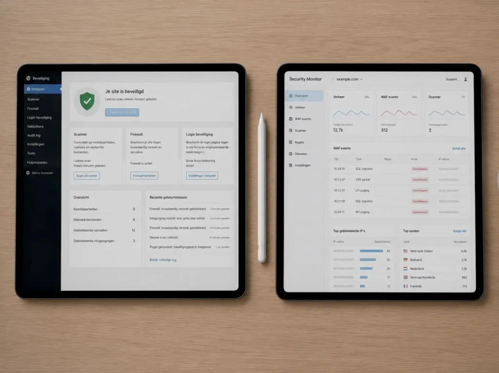 Vergelijking tussen Wordfence en Sucuri panelen voor WordPress beveiliging