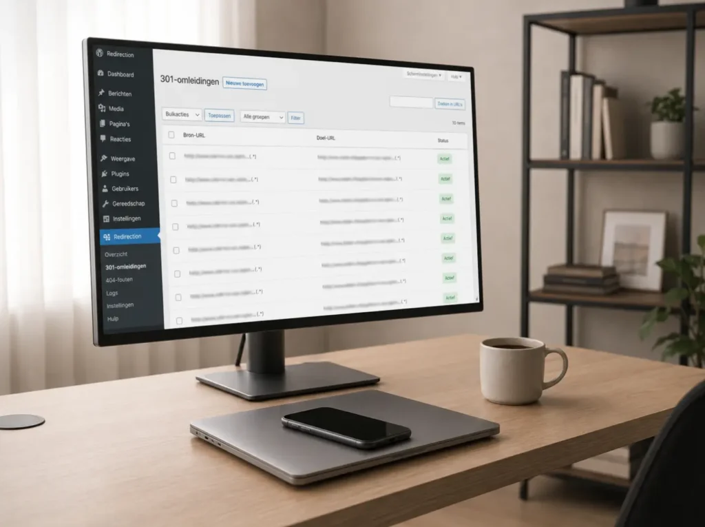 301 redirect mapping van subdomein URLs naar hoofddomein URLs in een Redirection-plugin