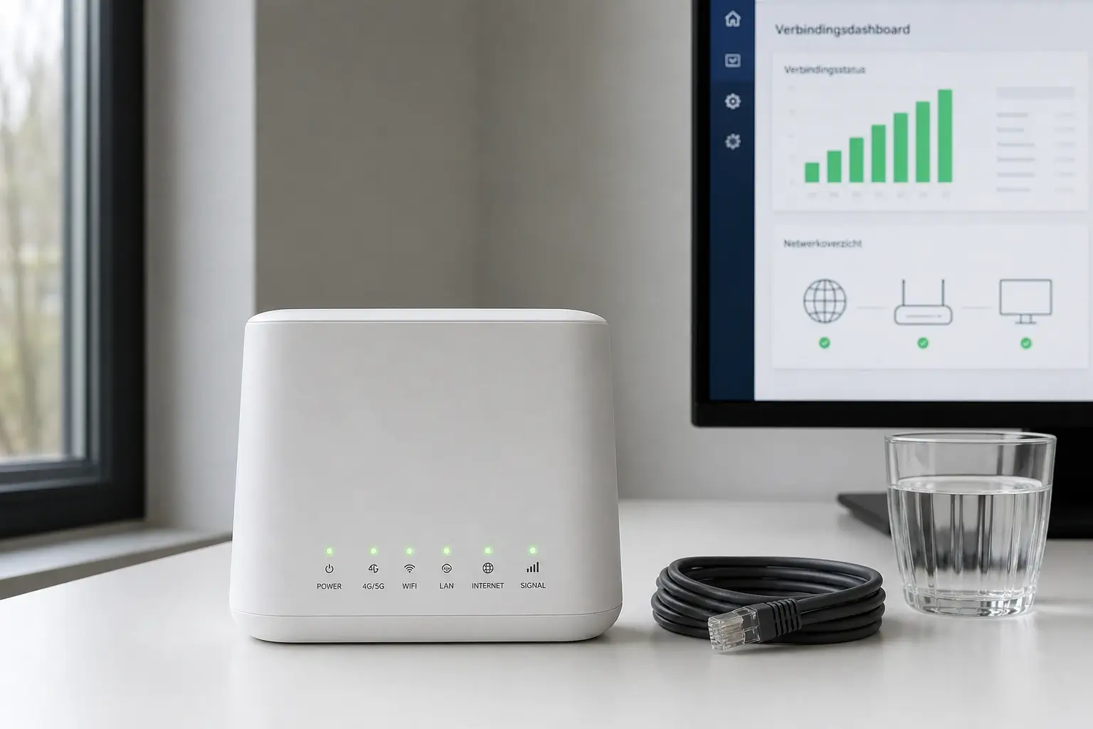 4G/5G-router met verbindings-dashboard