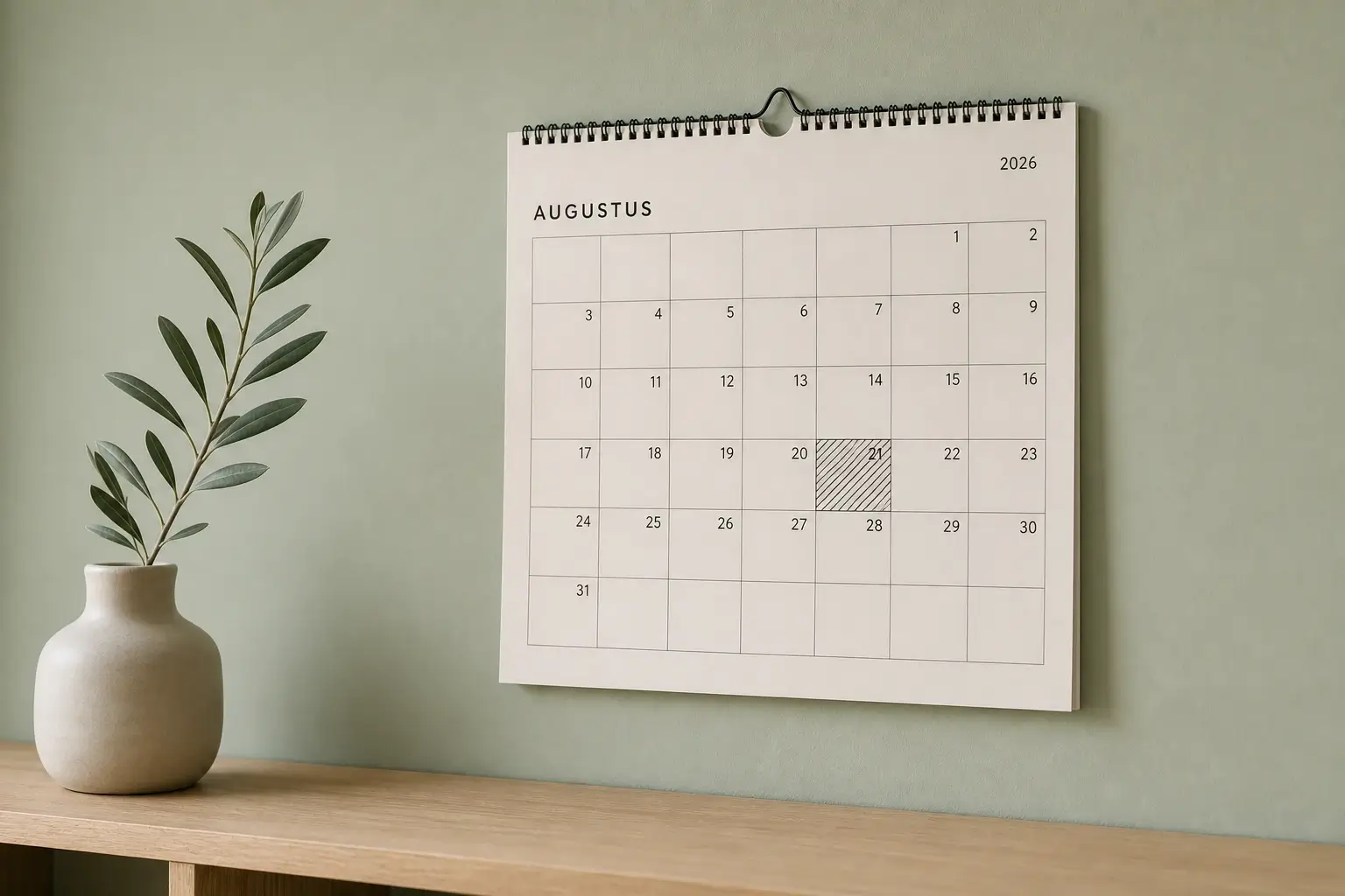 Muurkalender met gemarkeerde AI Act-deadline