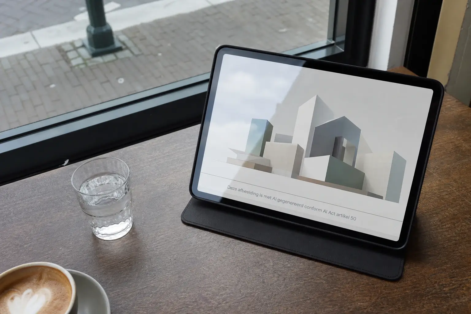AI Act artikel 50 disclosure onder een AI-gegenereerde website-illustratie