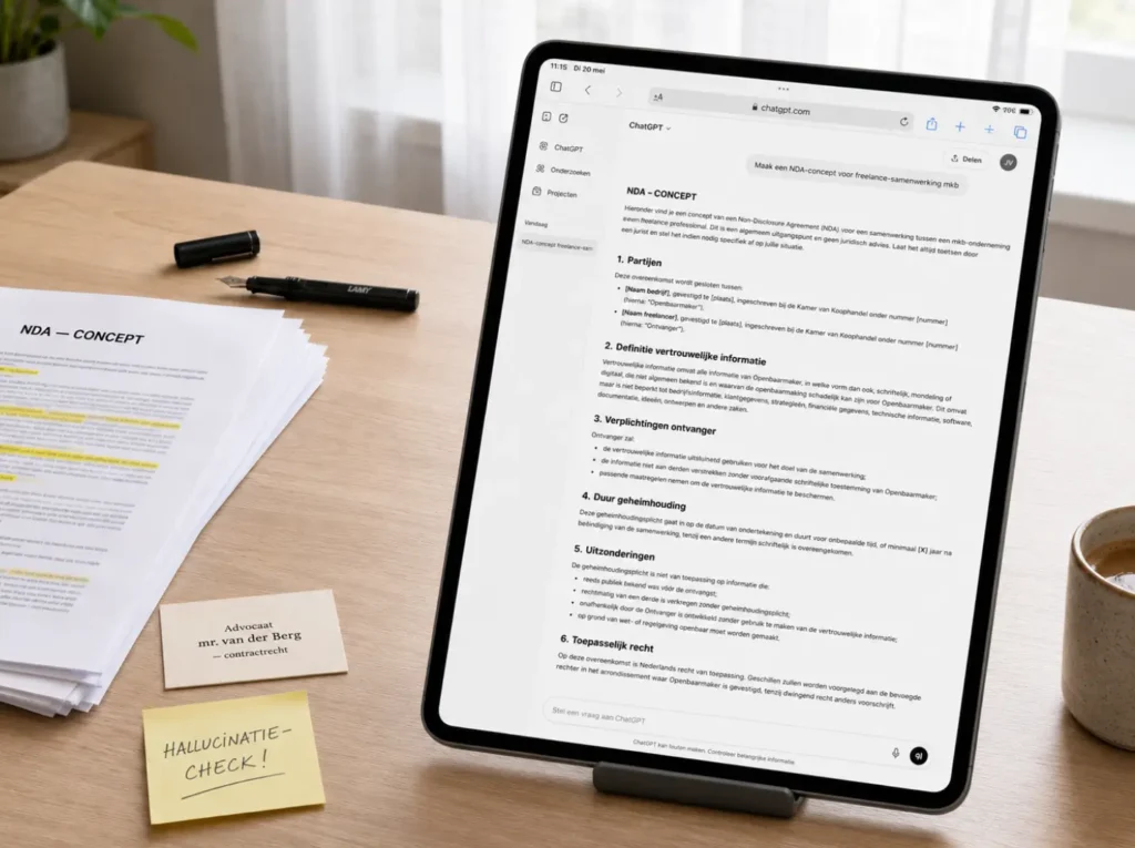 AI voor contracten en NDA’s in het mkb: de praktische grens met de jurist