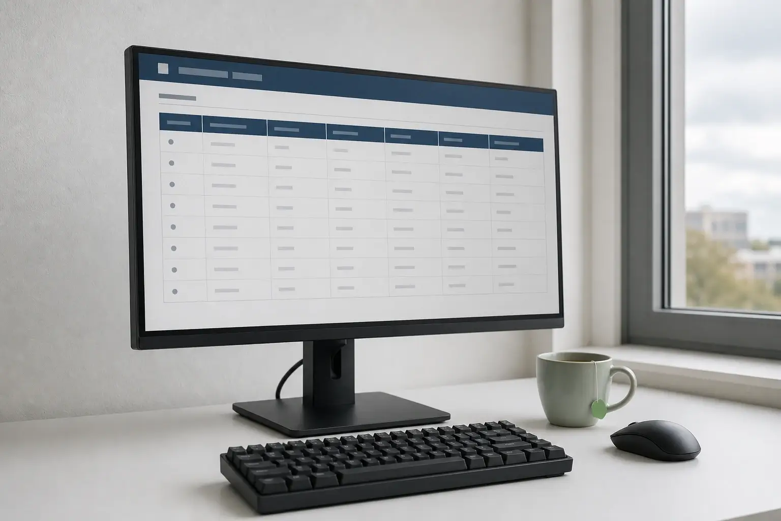 AI-register-template met tien rijen en zes kolommen