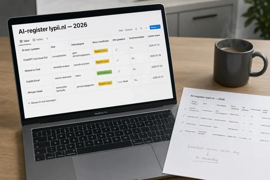 AI-register-template voor een mkb-organisatie