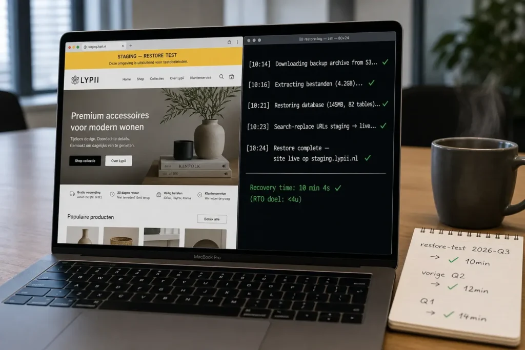 Restore-test van een website-backup op staging