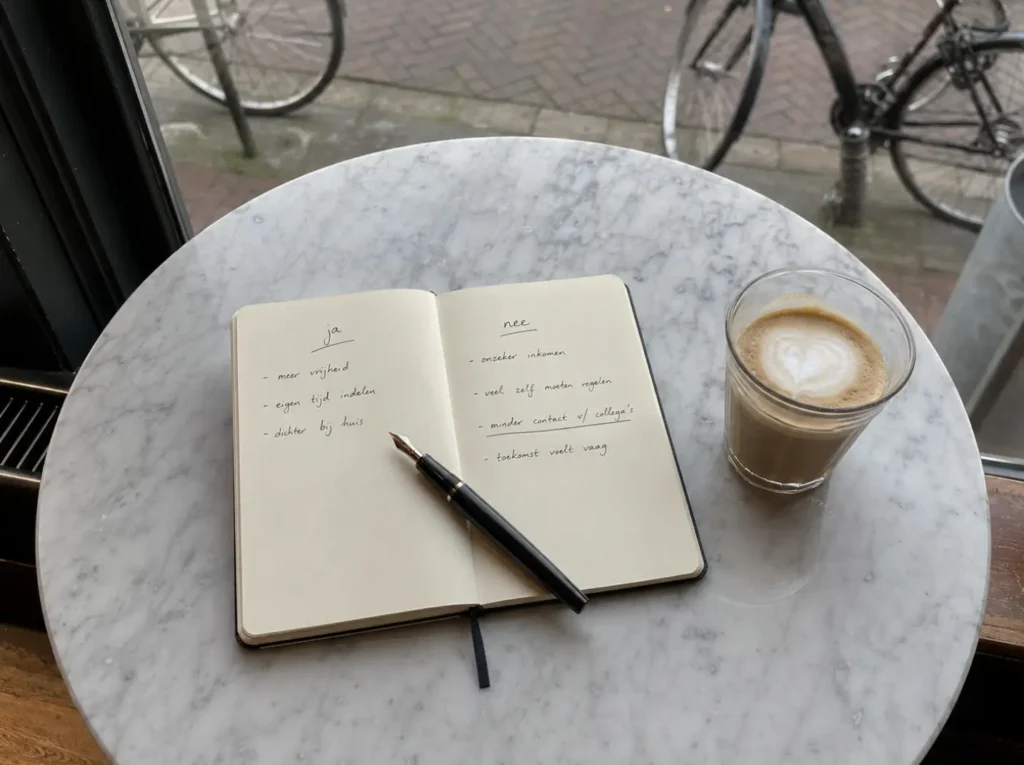 Wanneer nee zeggen freelance opdracht: handgeschreven ja/nee-lijst in een café