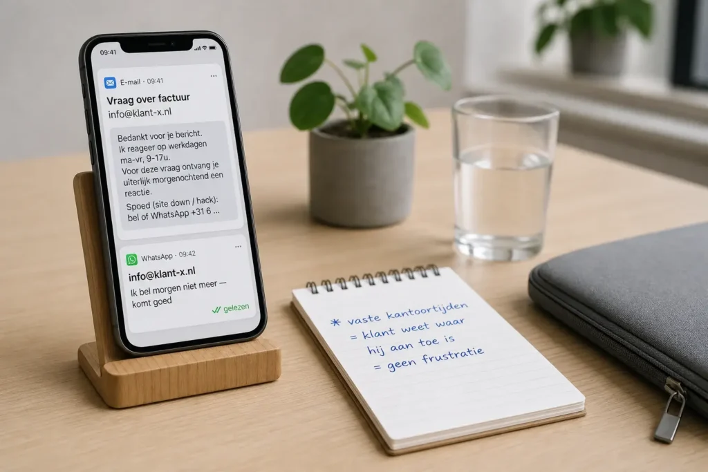Eerlijke response-tijd communicatie via mail en WhatsApp