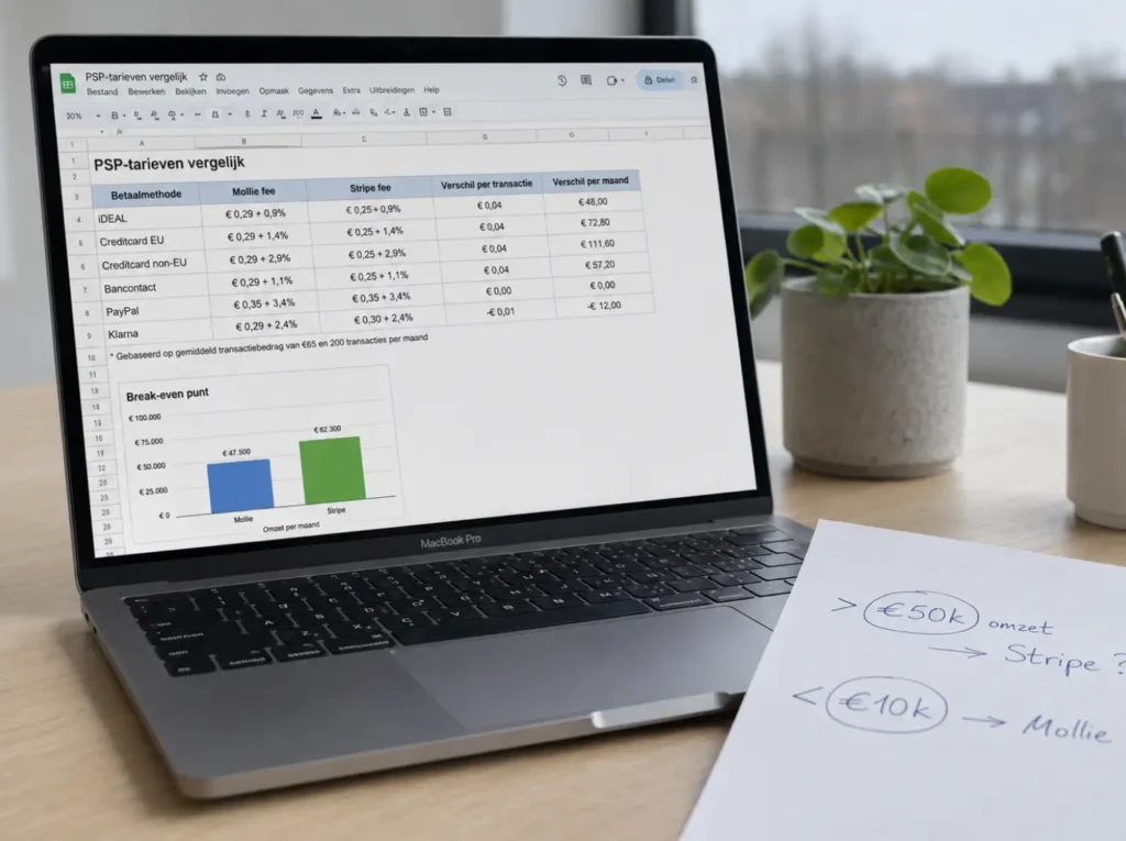 iDEAL en creditcard tarieven van Mollie en Stripe vergeleken per transactie voor Nederlandse webshops