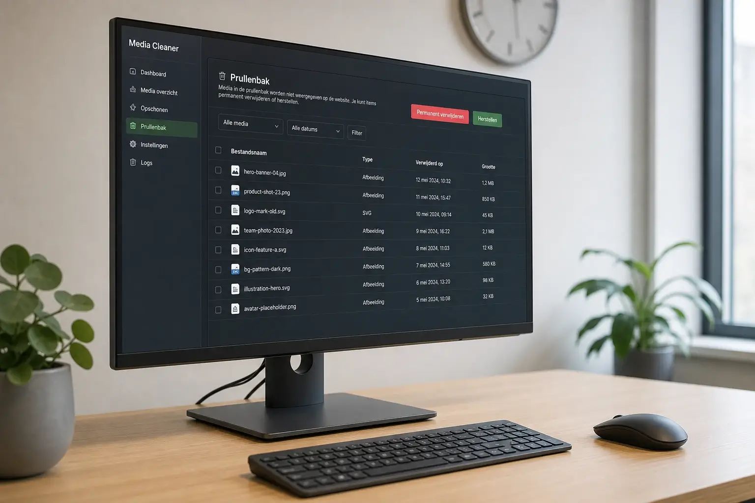 Media Cleaner plugin met prullenbak-workflow
