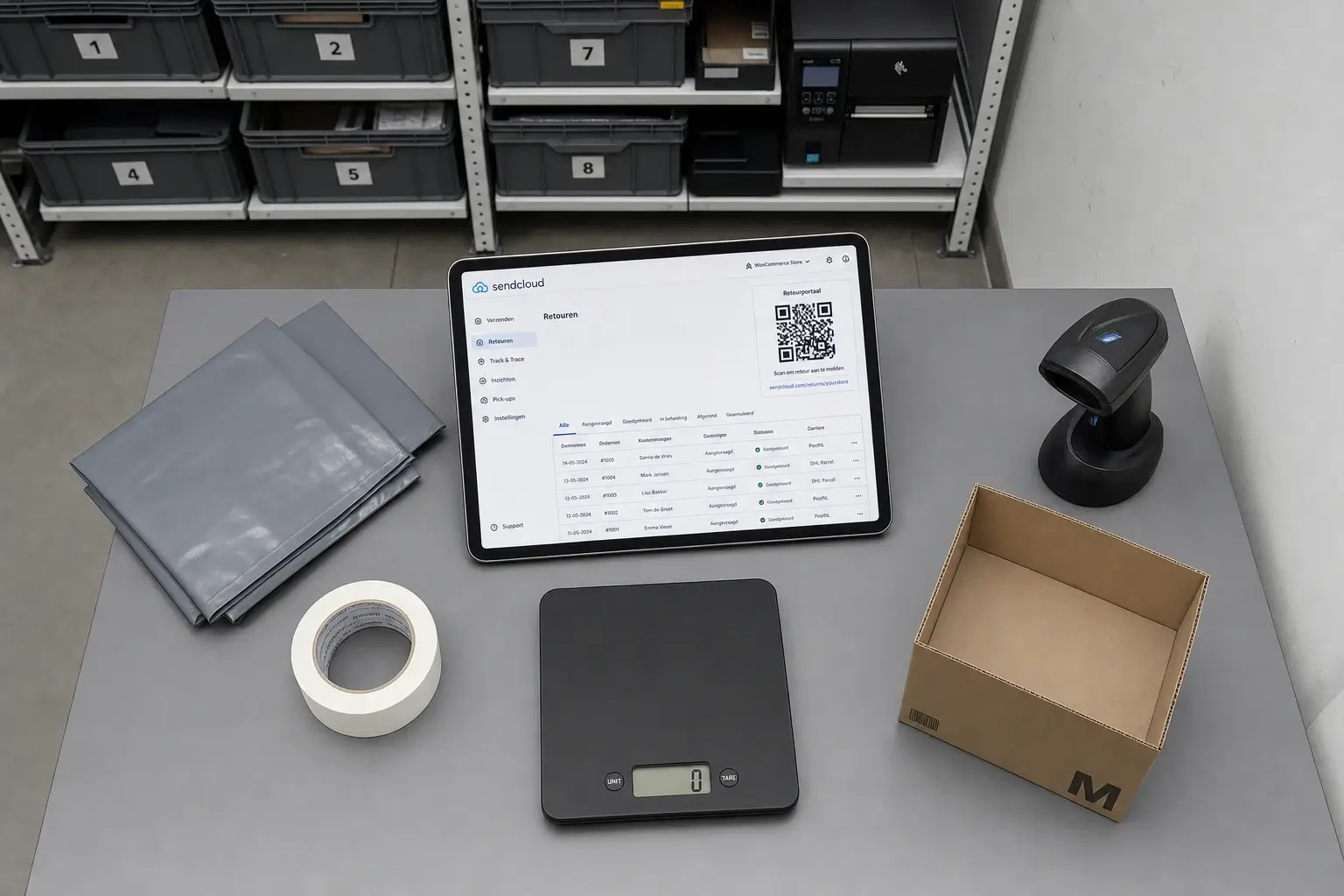 Sendcloud retourportaal met QR-code