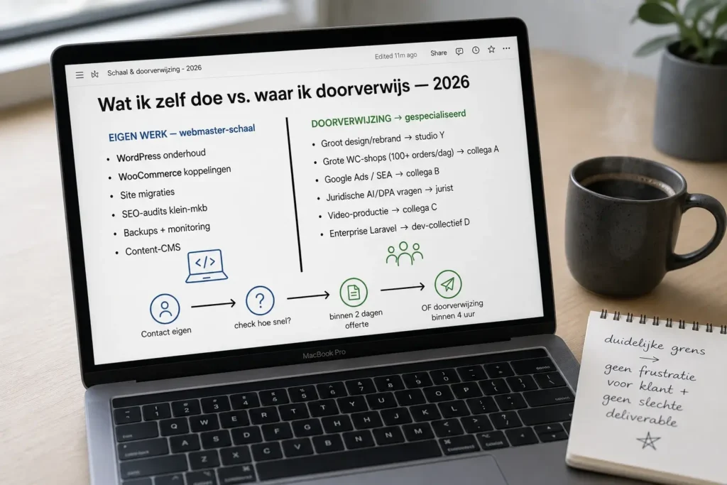 Schema van eigen scope versus doorverwezen werk
