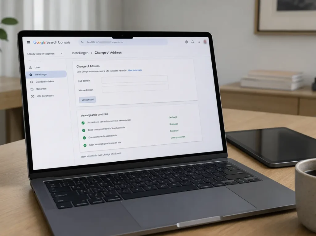 Google Search Console Change of Address tool gebruikt voor melding van subdomein naar hoofddomein migratie