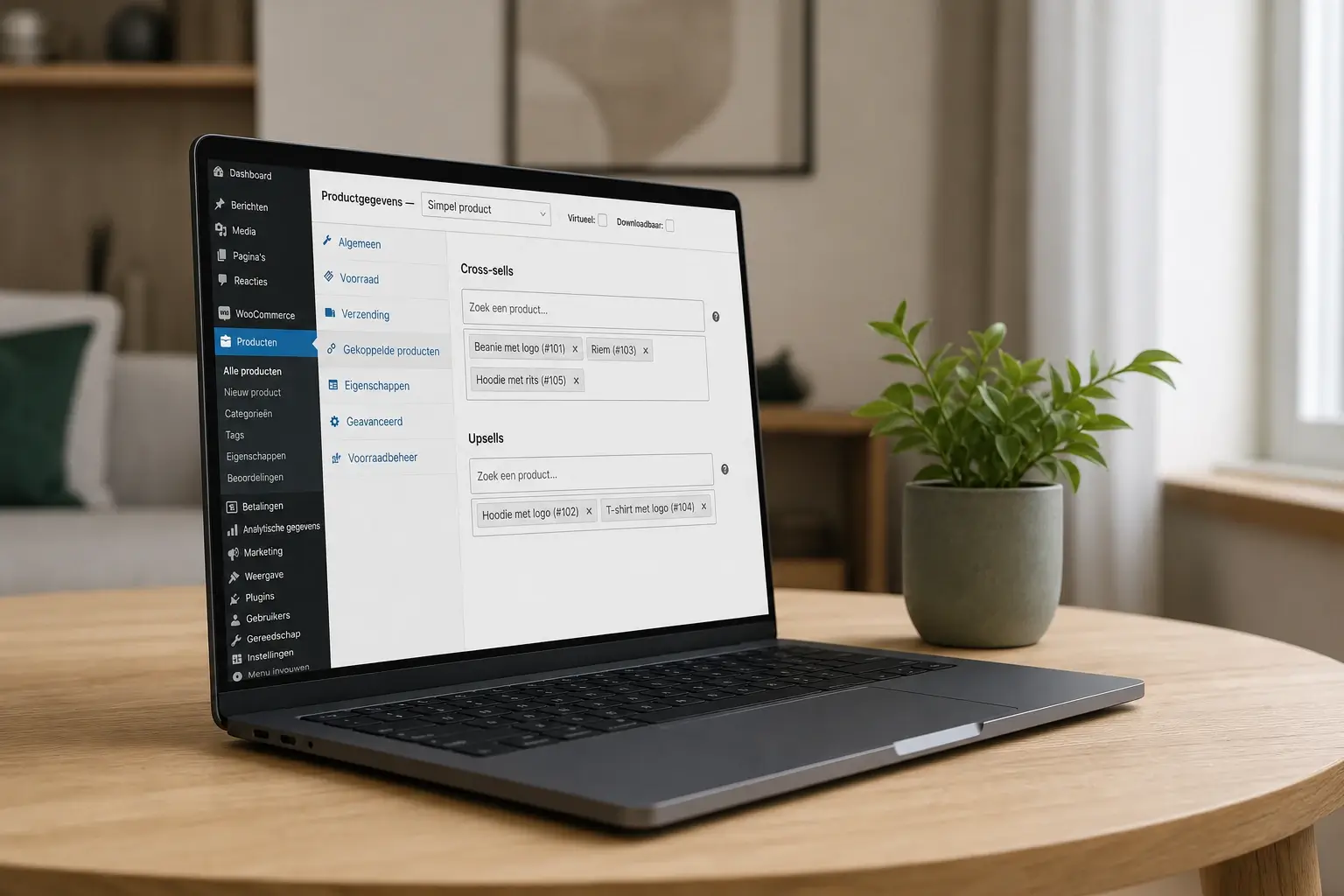 Linked Products tabblad met cross-sells