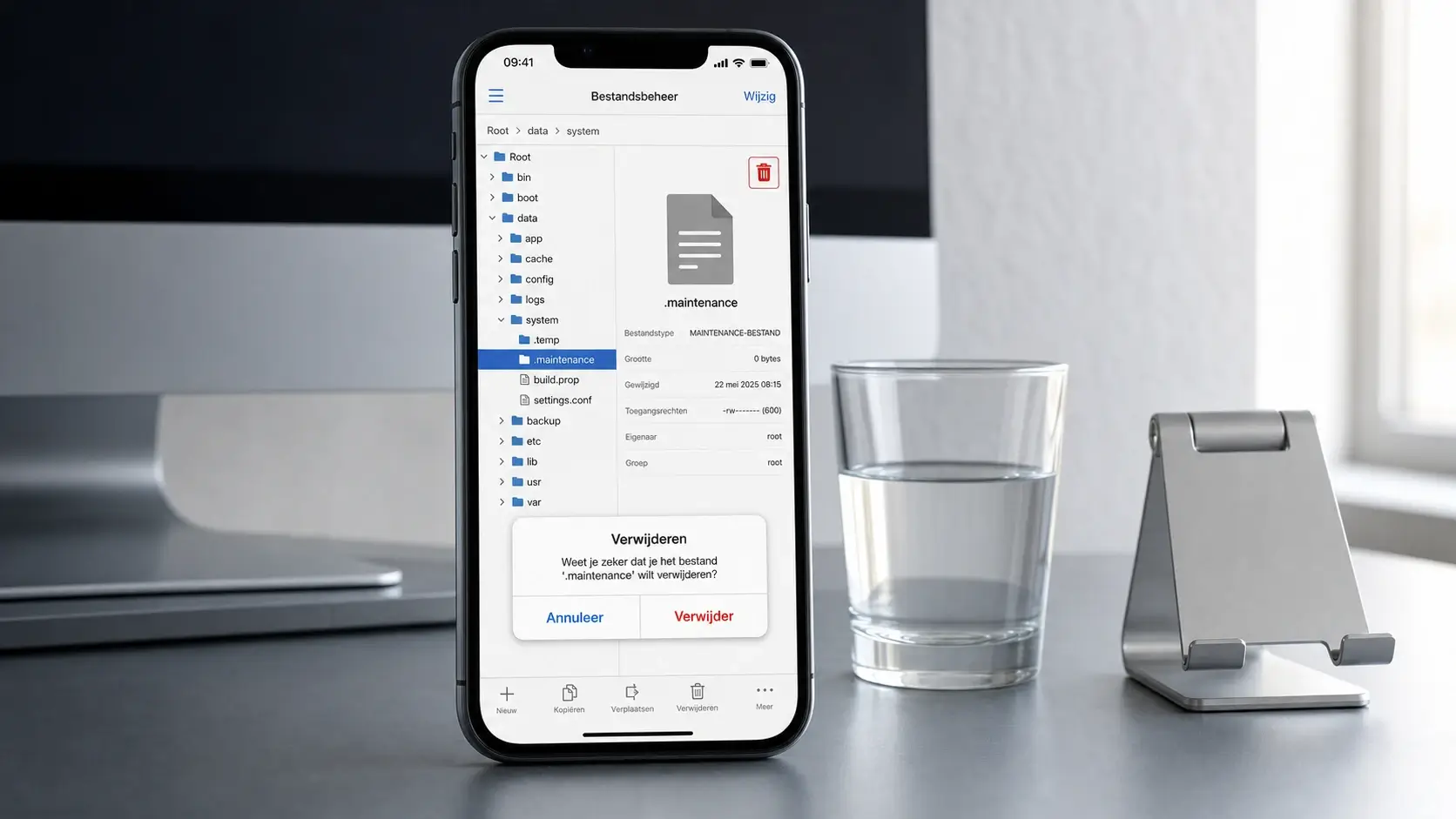 Maintenance-bestand verwijderen via File Manager
