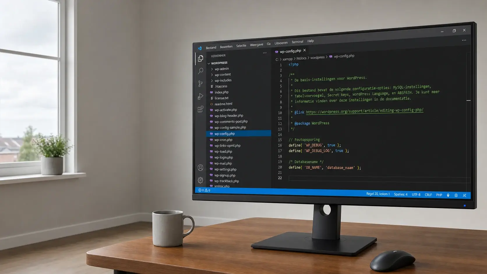 wp-config met WP_DEBUG constanten actief